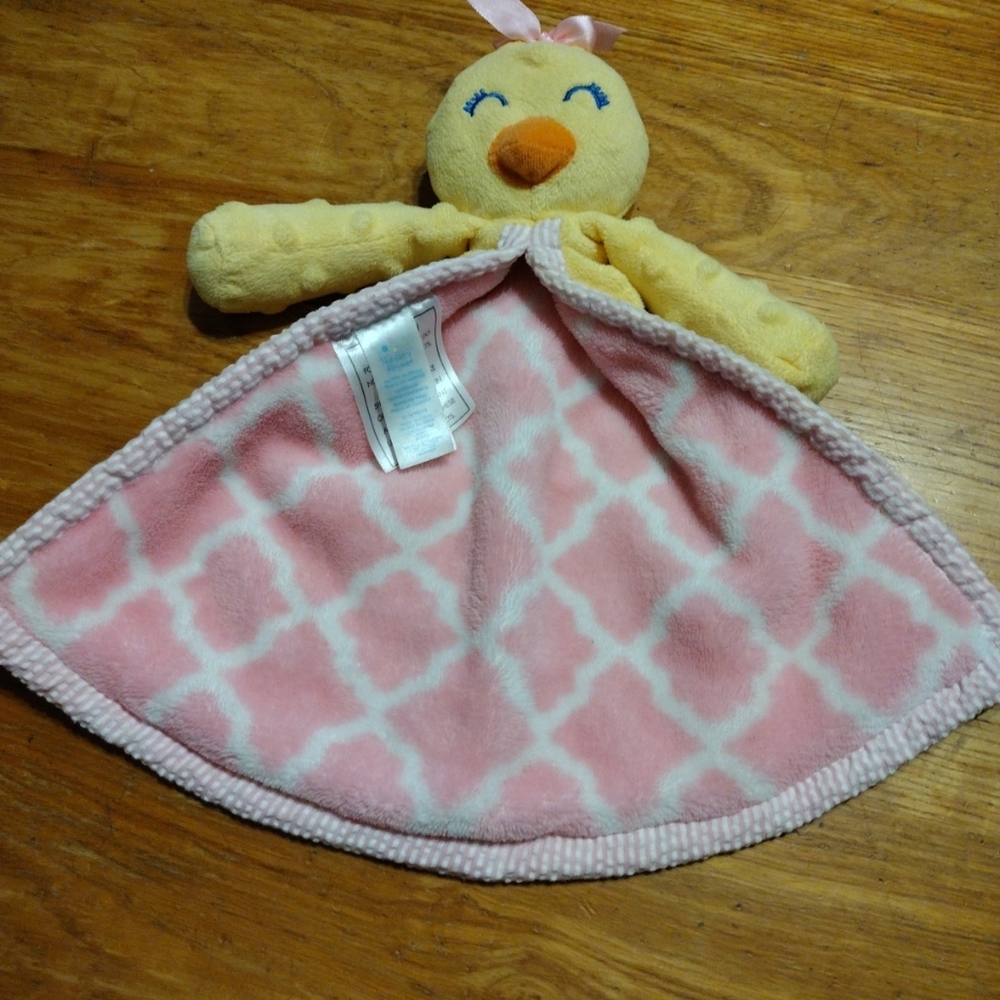 Nursery Rhyme Brand Yellow & Pink Chick Duck Baby Security Blanket Lovey